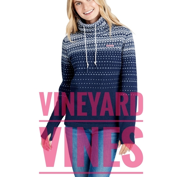 Vineyard Vines Fair Isle Sweater Fleece Relaxed Funnel Neck Shep Shirt - Picture 1 of 9